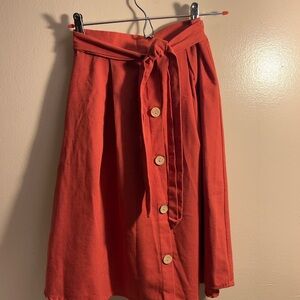 Red Button-Down Skirt
